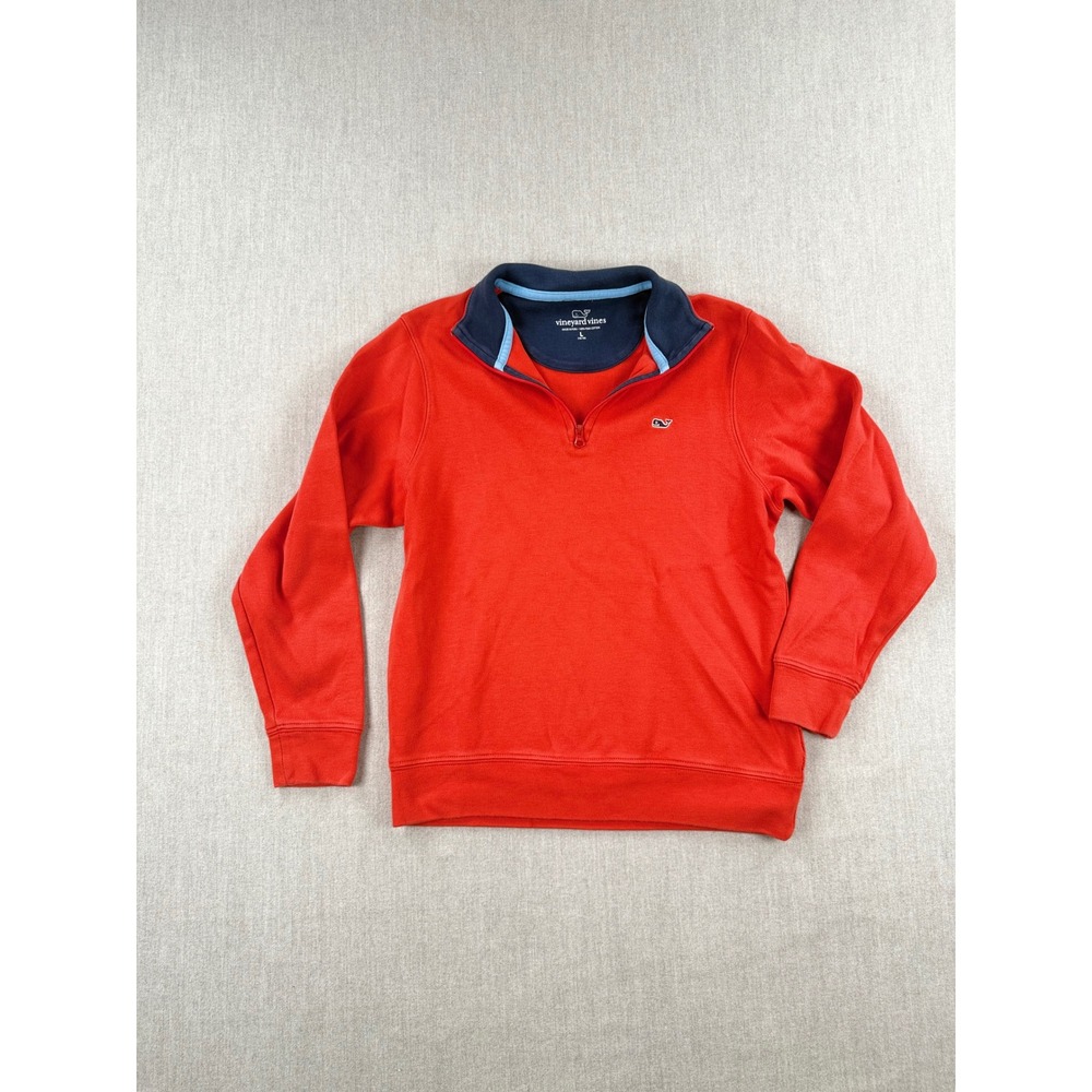 Vineyard Vines Boys Red Pima Cotton Quarter Zip Pullover Sweater Size L 16-18
